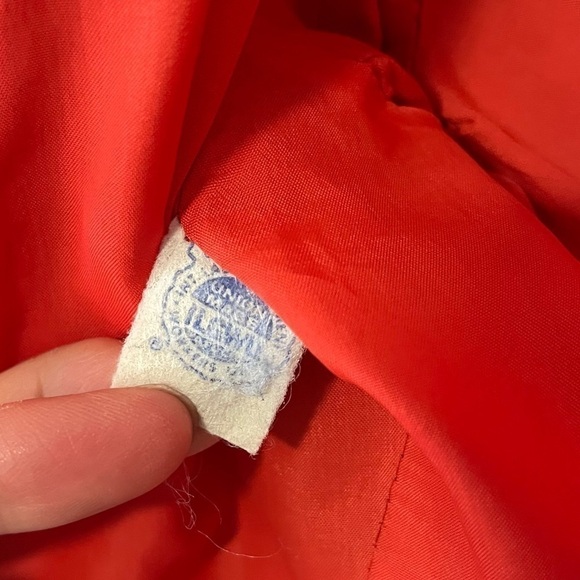 Vintage Mod 1960's Cropped Boxy Knit Blazer Jacket Neon Bright Red Orange - Picture 8 of 12